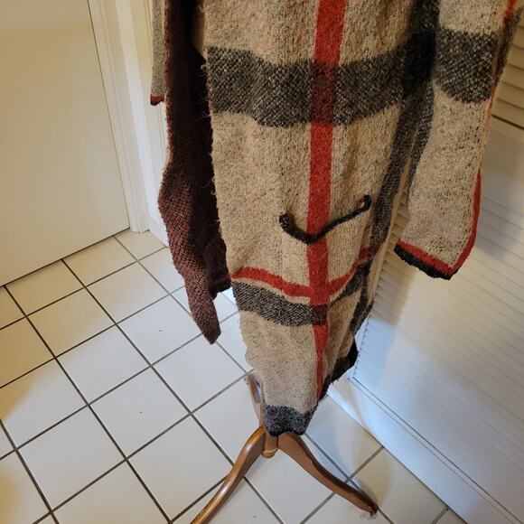Plaid Hooded Longline Cardigan Joseph A Soft Knit Open Front Womens M - Picture 3 of 7